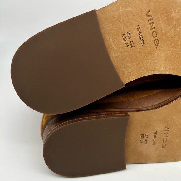 New Vince Cecyl Tan Suede Flat Leather Boots Bootie Size 8.5 - Picture 6 of 13